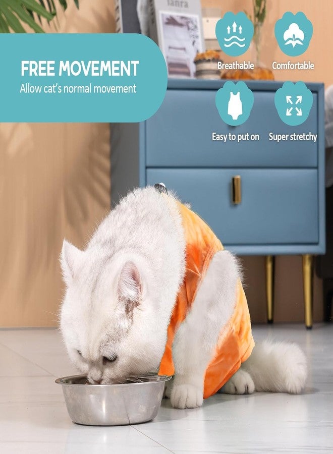Avont Cat Recovery Suit - Kitten Onesie for Cats After Surgery, Cone of Shame Alternative Surgical Spay Suit for Female Cat, Post-Surgery or Skin Diseases Protection -Tie-dye Orange(L) - Image 2